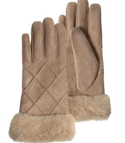 Tactiele dameshandschoenen in beige suedine
