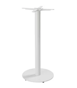 Tafel hoog rond 60 cm witte poot en donker houten bekleding