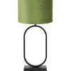 Tafellamp Jamiri/Velours - Zwart/Olijfgroen - Ø30x67cm