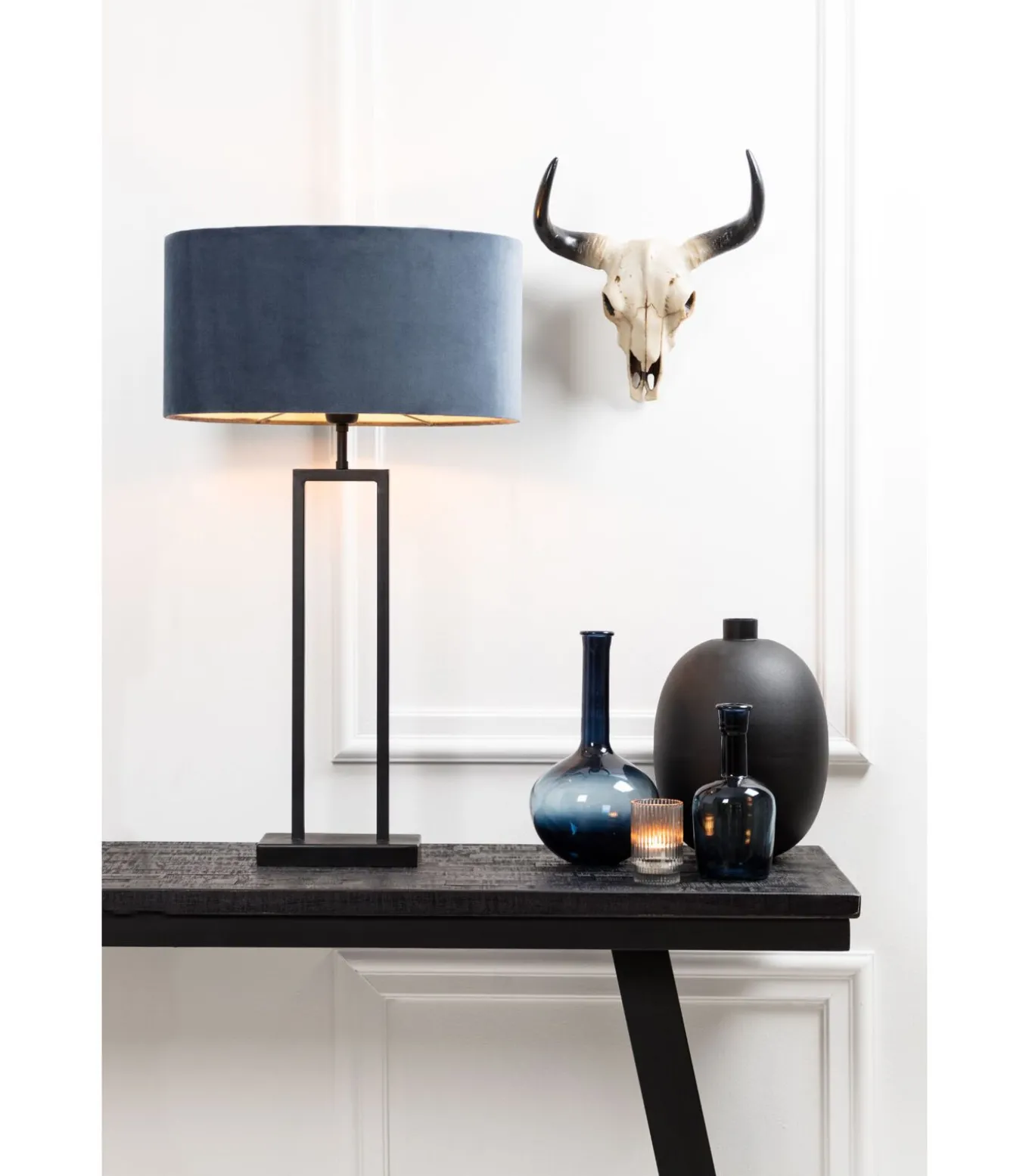 Tafellamp Shiva/Chelsea - Zwart/Zilver - Ø35x84cm