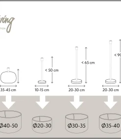 Tafellamp Shiva/Livigno - Zwart/Eiwit - Ø35x84cm