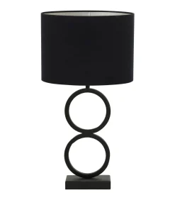 Tafellamp Stelios/Velours Ovaal - Zwart/Zwart - Ø15x62cm
