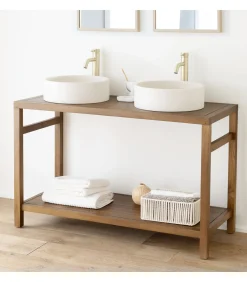 Teak dubbele wastafel 120cm DEWI