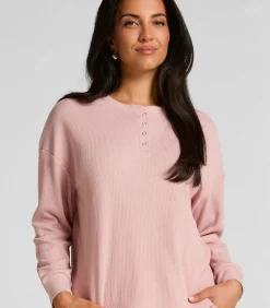 Top van wafelstof Henley