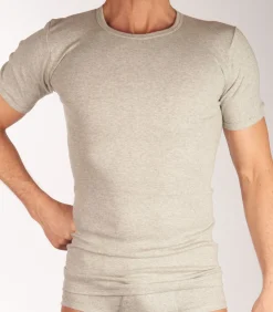t-shirt ronde hals basic cotton 1-1 rib grey