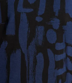 T-shirt zwart en blauw in jacquard met print en lange mouwen