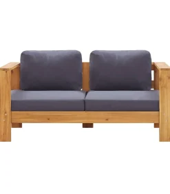 Tuinbank met kussens 140 cm massief acaciahout grijs