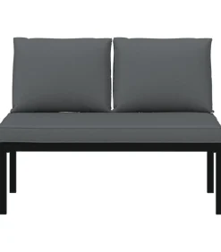 Tuinbank met kussens aluminium zwart