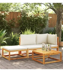 Tuinbank met kussens 2-zits acaciahout & rotan