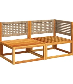 Tuinbank met kussens 2-zits acaciahout & rotan