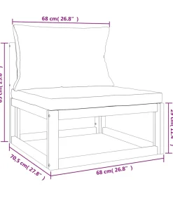 Tuinmiddenbank met kussens massief acaciahout taupe