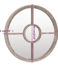 Tuinspiegel rond 60x4 cm ijzer zandkleurig