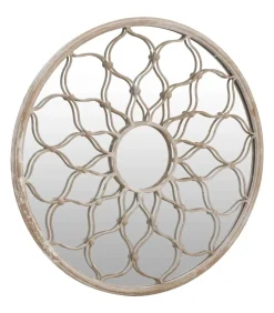 Tuinspiegel rond 60x3 cm ijzer zandkleurig
