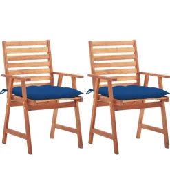 Tuinstoelen 2 st met kussens massief acaciahout