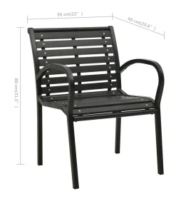 Tuinstoelen 2 st staal en HKC zwart