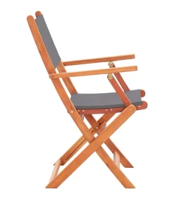 Tuinstoelen inklapbaar 2 st eucalyptushout en textileen grijs