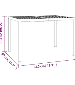 Tuintafel 110x80x72 cm staal antracietkleurig