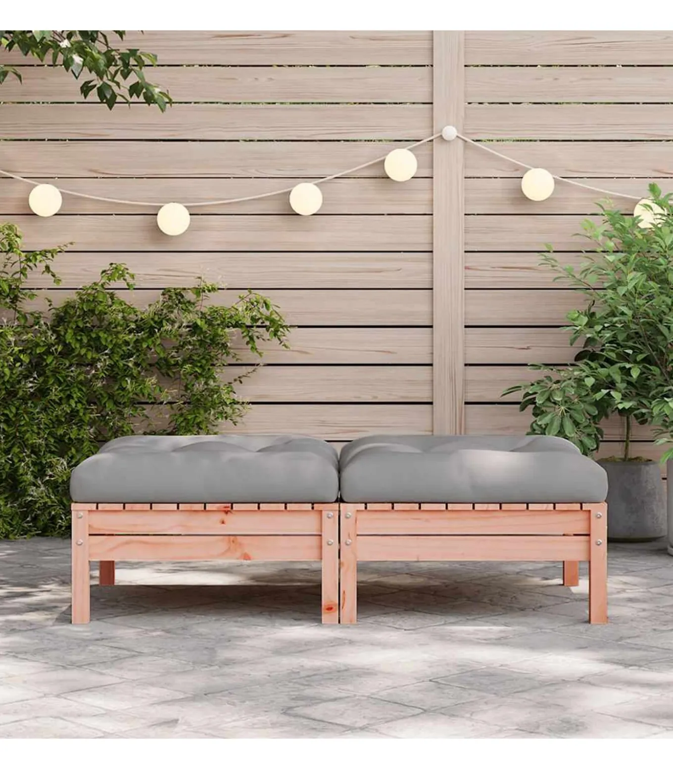 Tuinvoetenbank met kussen massief douglashout