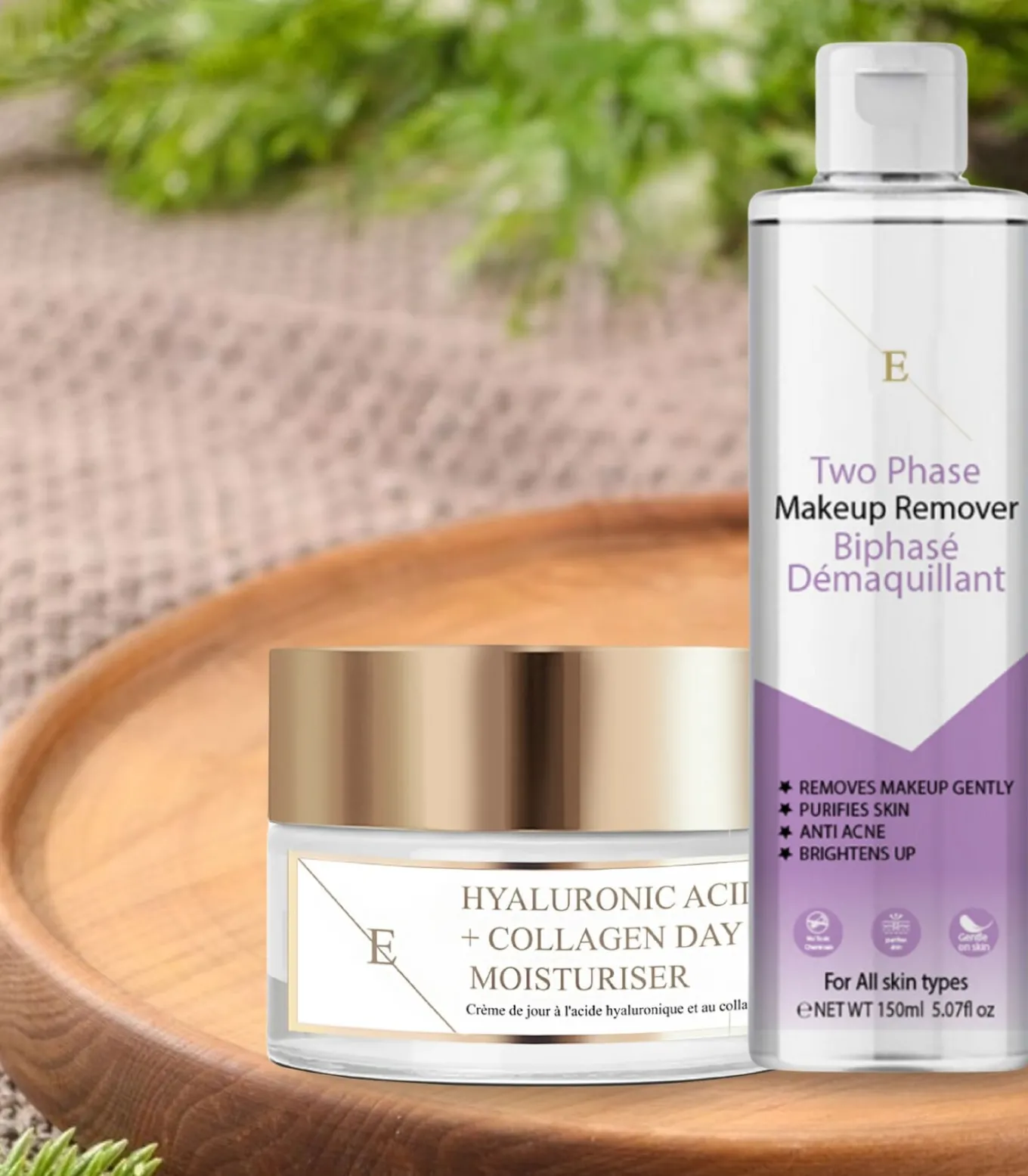 Tweefasige make-up verwijderaar + hyaluronzuur en collageen dagcrème