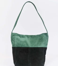 Twee-kleurige suède schoudertas CLOVER