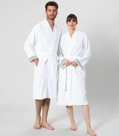 Unisex Badjas Anton Wit/Marine blauw - XL