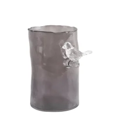 Vaas Bird On Branch - Donkergrijs - 9.5x9.5x15cm