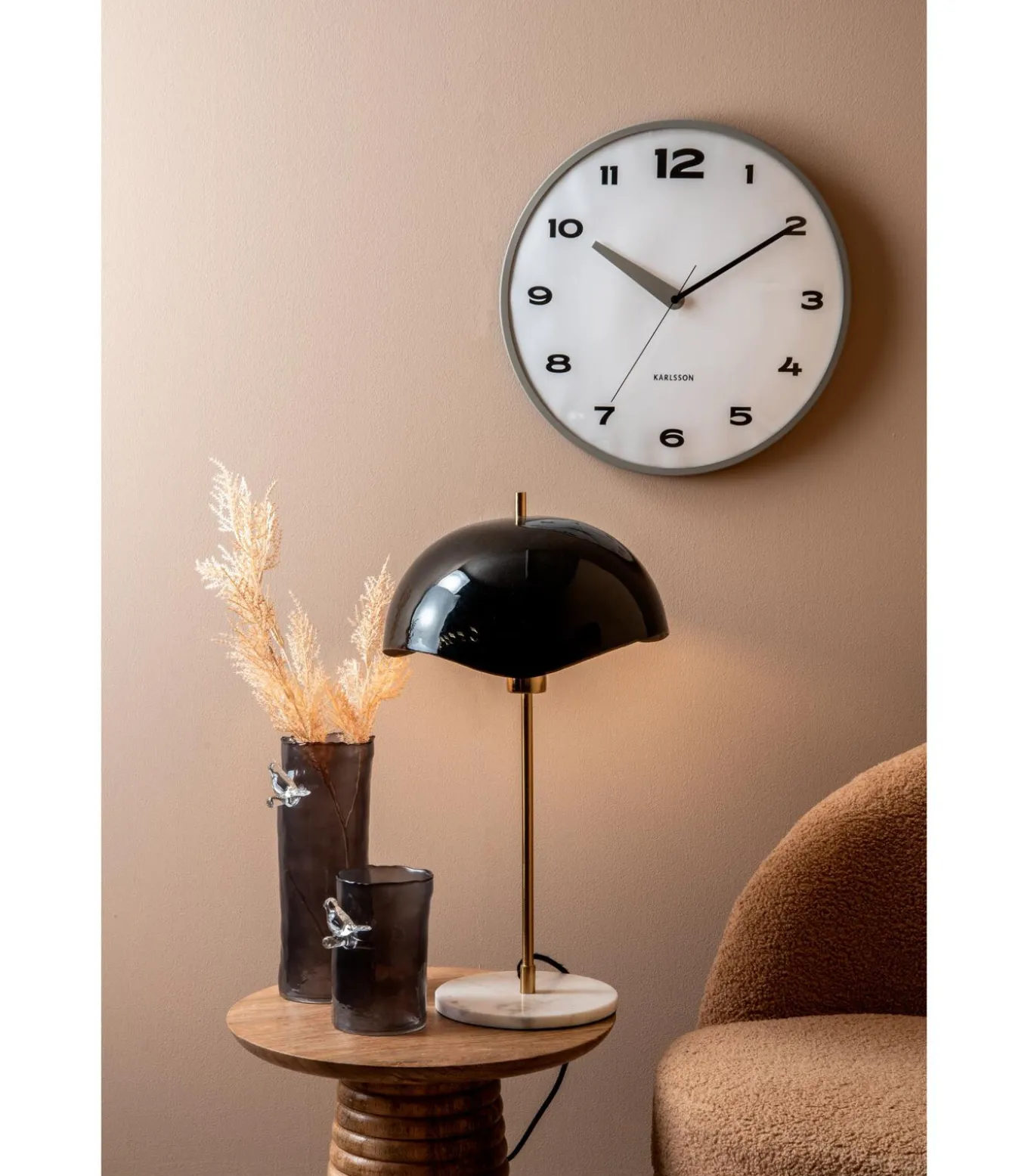 Vaas Bird On Branch - Donkergrijs - 9.5x9.5x15cm