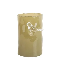 Vaas Bird On Branch - Legergroen - 9.5x9.5x15cm