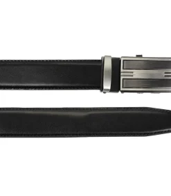Verstelbare zwarte herenriem met tweekleurige gesp