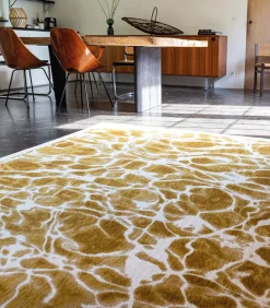 Vlak geweven woonkamer- en slaapkamerkleed GOLD WAVES