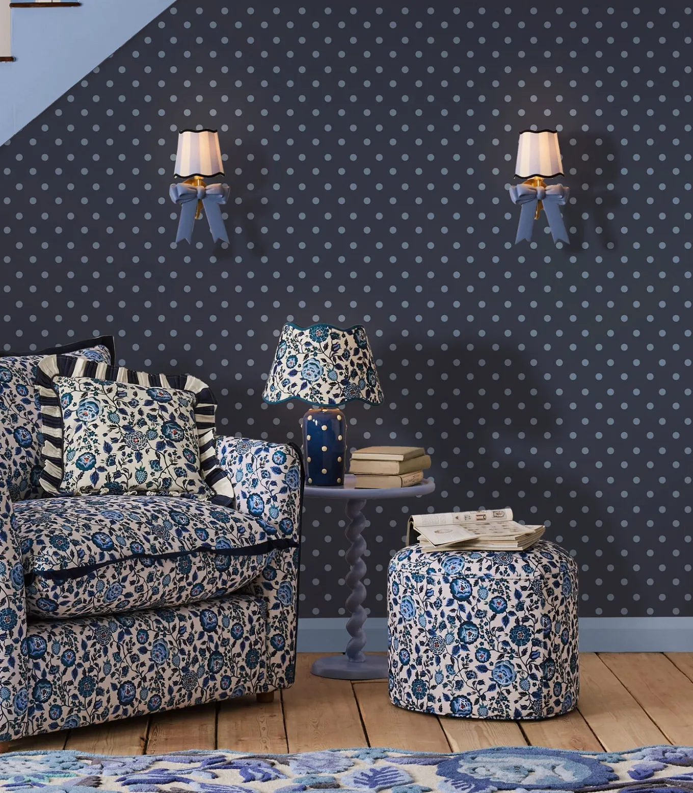 Vliesbehang Button Spot Navy