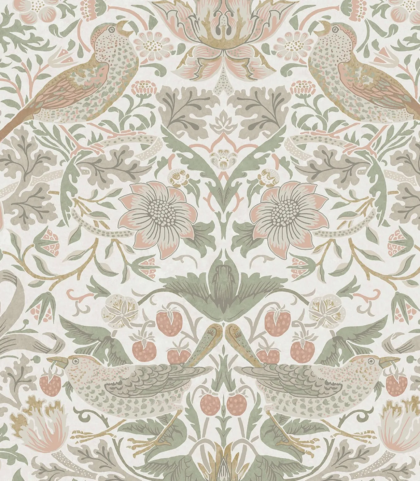 Vliesbehang Strawberry Thief Sage & Pink