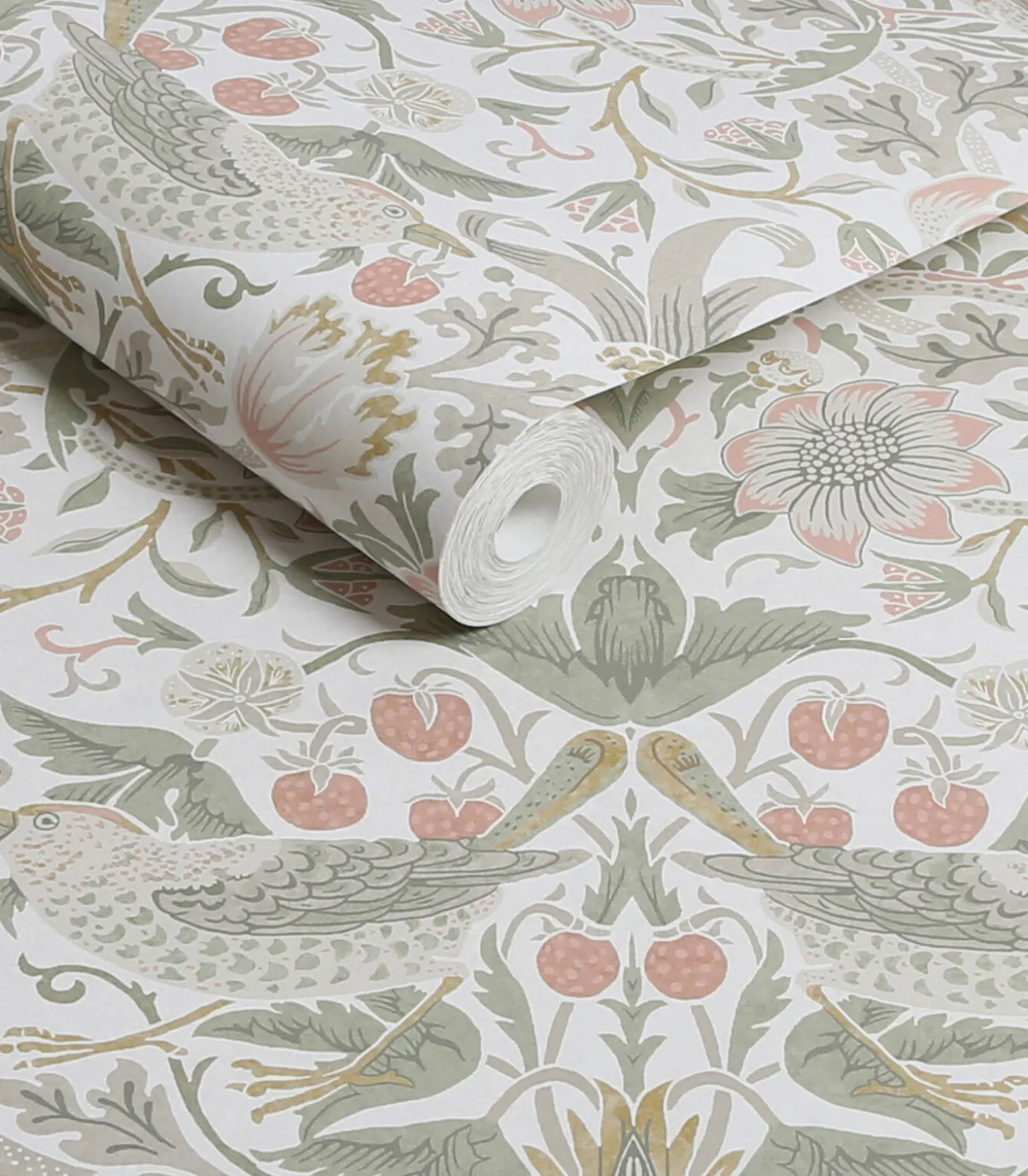 Vliesbehang Strawberry Thief Sage & Pink