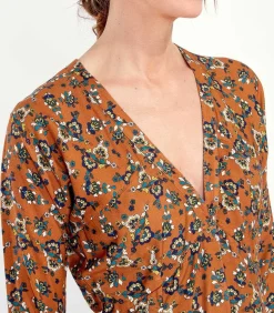 Vloeiende uitlopende jurk bedrukt MIRZAPUR