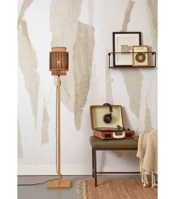 Vloerlamp Bhutan - Bamboe/Zwart - 20x20x135cm