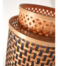 Vloerlamp Bhutan - Zwart/Bamboe - 20x20x145cm