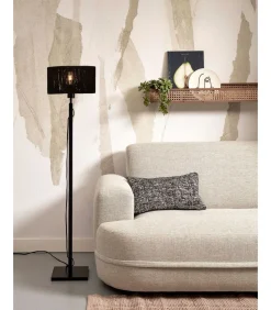 Vloerlamp Iguazu - Bamboe/Jute Zwart - Ø30x126cm