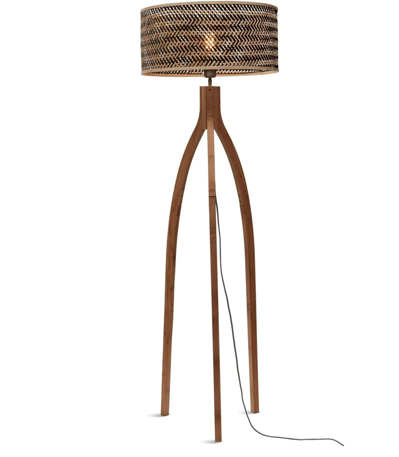 Vloerlamp Java - Bamboe/Zwart - 50x50x145cm - Driepoot