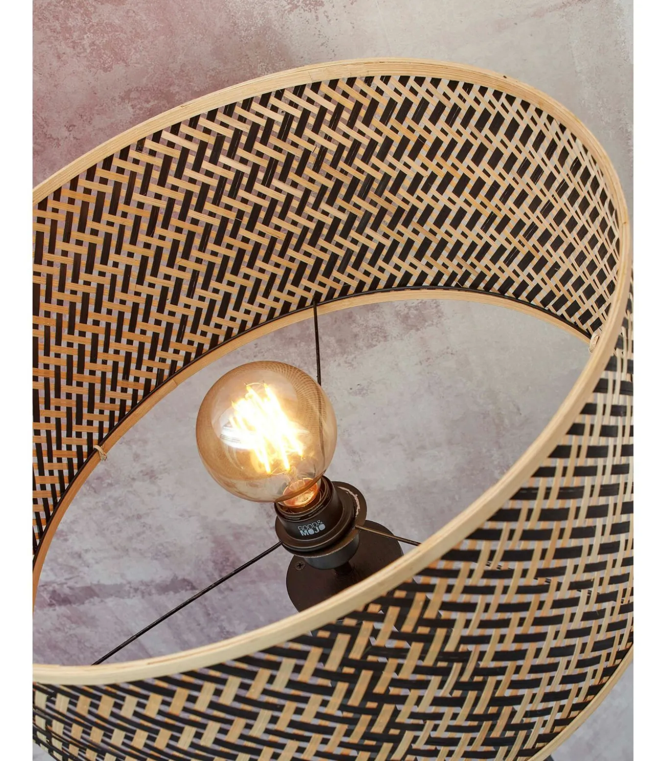 Vloerlamp Java - Bamboe/Zwart - 50x50x145cm - Driepoot