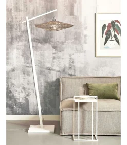 Vloerlamp Zanzibar - Bamboe/Rotan Wit - 73x55x176cm