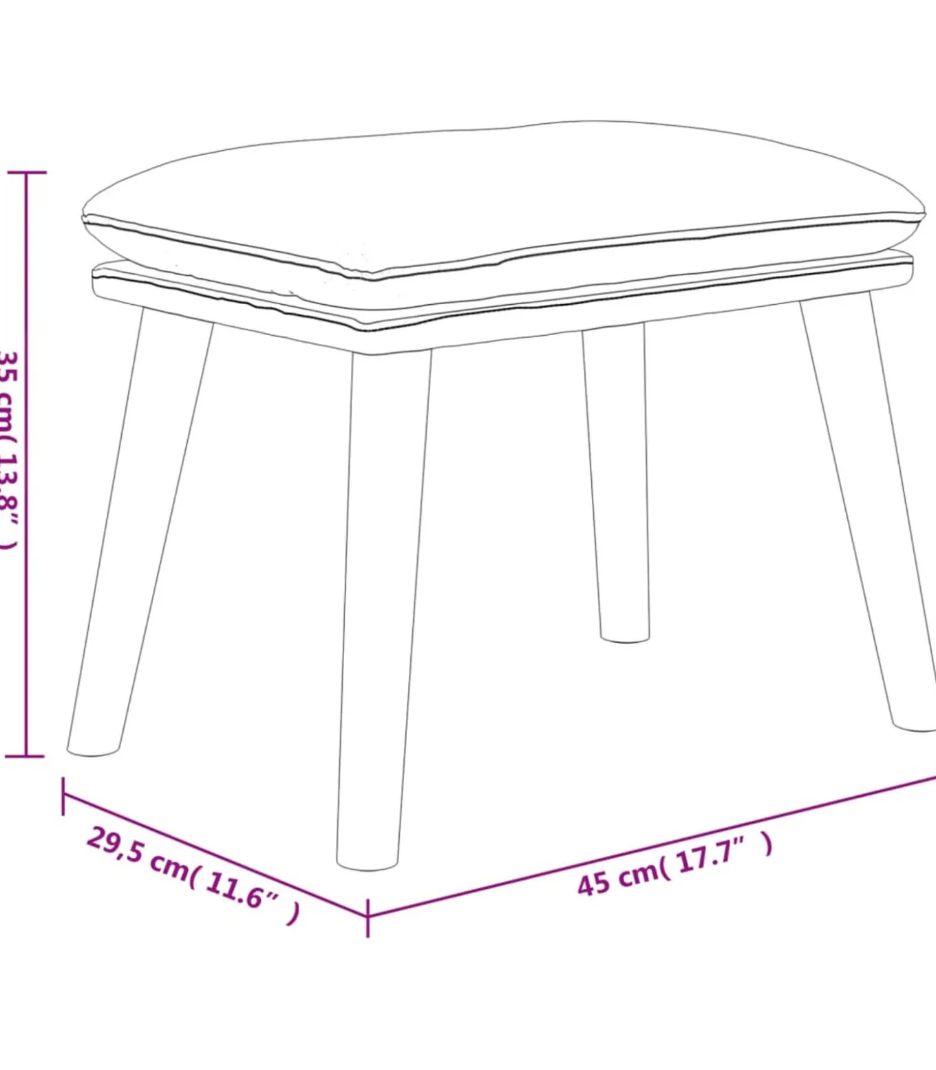 Voetenbank 45x29,5x35 cm stof en kunstleer zwart