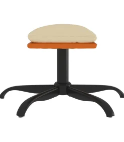 Voetenbank 60x60x36 cm stof en kunstleer crèmekleurig