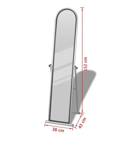 Vrijstaande vloerspiegel met volledige lengte rechthoekig grijs