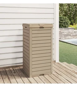 Vuilnisbak voor buiten 41x41x86 cm polypropeen lichtbruin