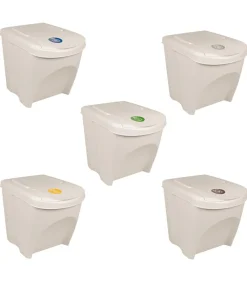 Vuilnisbakken 3 st stapelbaar 75 L polypropeen wit