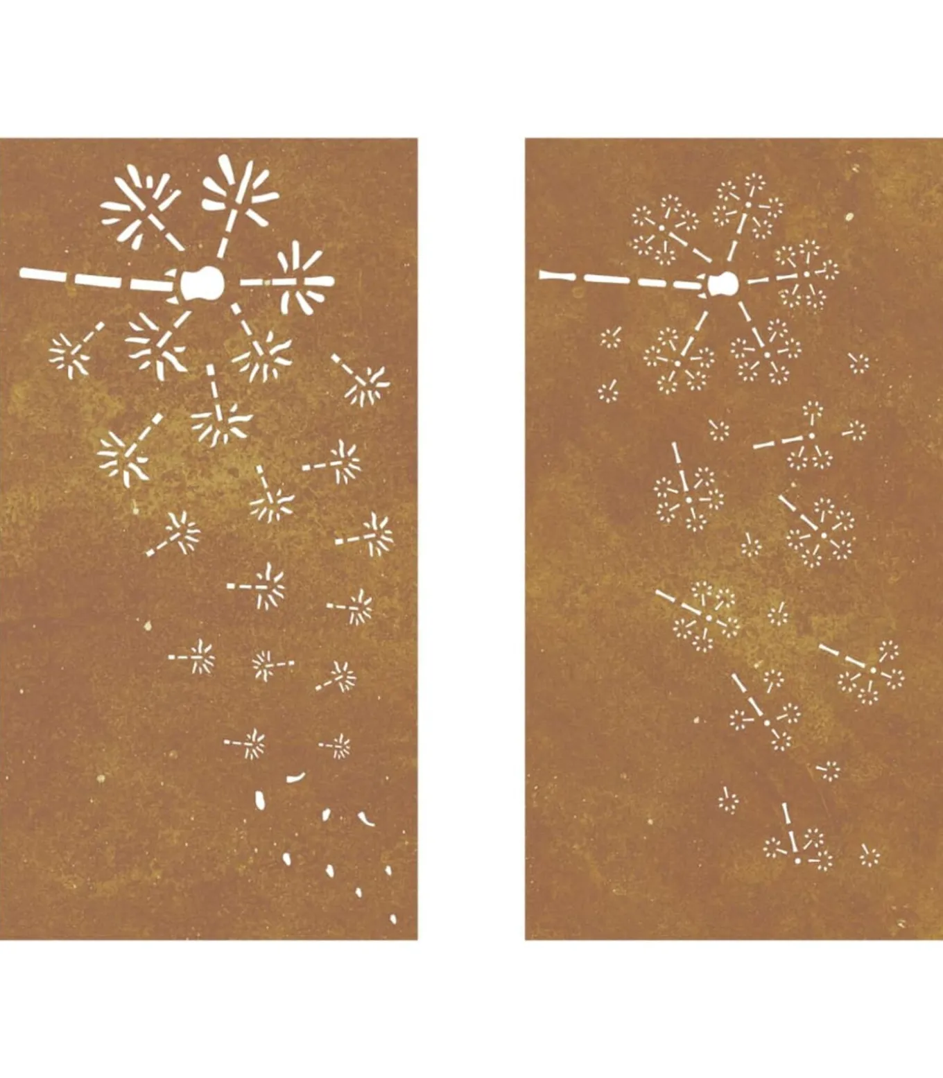 Wanddecoratie tuin 2 st bloemenontwerp 105x55 cm cortenstaal