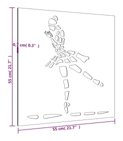 Wanddecoratie tuin balletdanserontwerp 55x55 cm cortenstaal