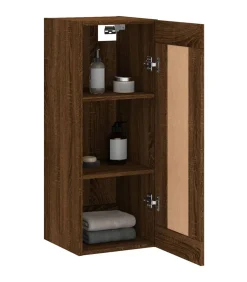Wandkast 34,5x34x90 cm bewerkt hout bruin eikenkleur