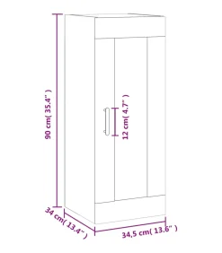 Wandkast 34,5x34x90 cm grijs sonoma eikenkleurig