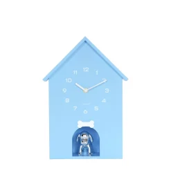 Wandklok Dog House - Blauw - 24.9x9x27cm